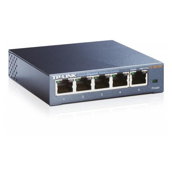 TP-Link TL-SG105 5-Port Gigabit Switch – Metallgehäuse energieeffizient Plug & Play